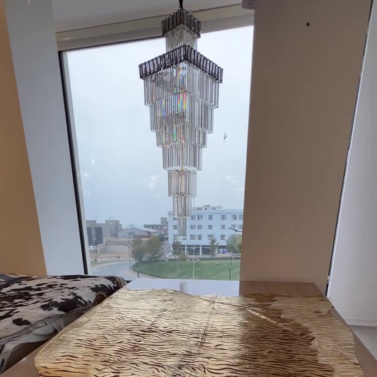 Rylight Meerlaagse vierkante kristallen kroonluchter