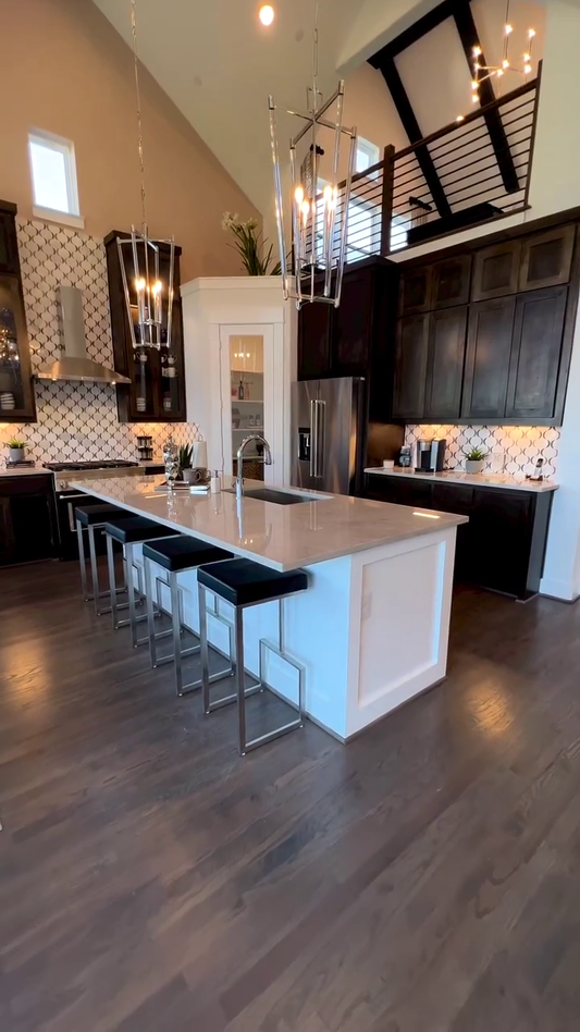 Rylight 5/8-lichts 23"/21" brede glazen staaf hanglamp