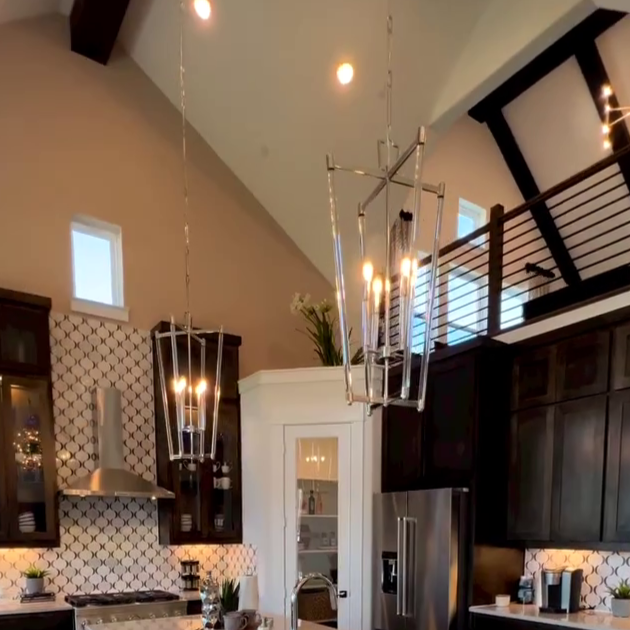 Rylight 5/8-lichts 23"/21" brede glazen staaf hanglamp