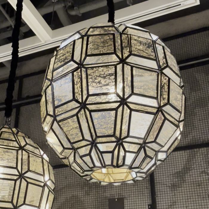 Rylight Modern Speckled Glass Oval-shaped Chandelier