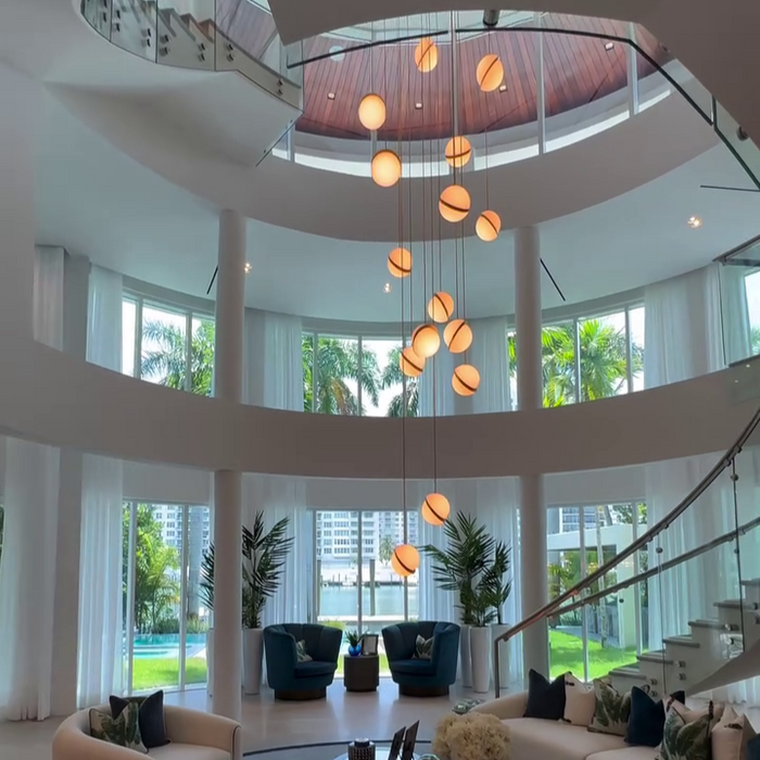 Rylight Modern Floating Acrylic Balls Chandelier