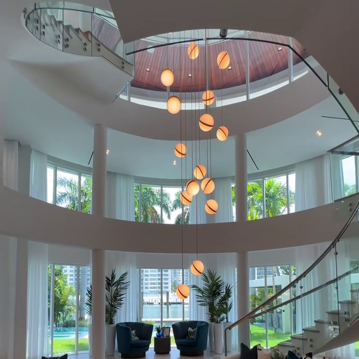 Rylight Modern Floating Acrylic Balls Chandelier