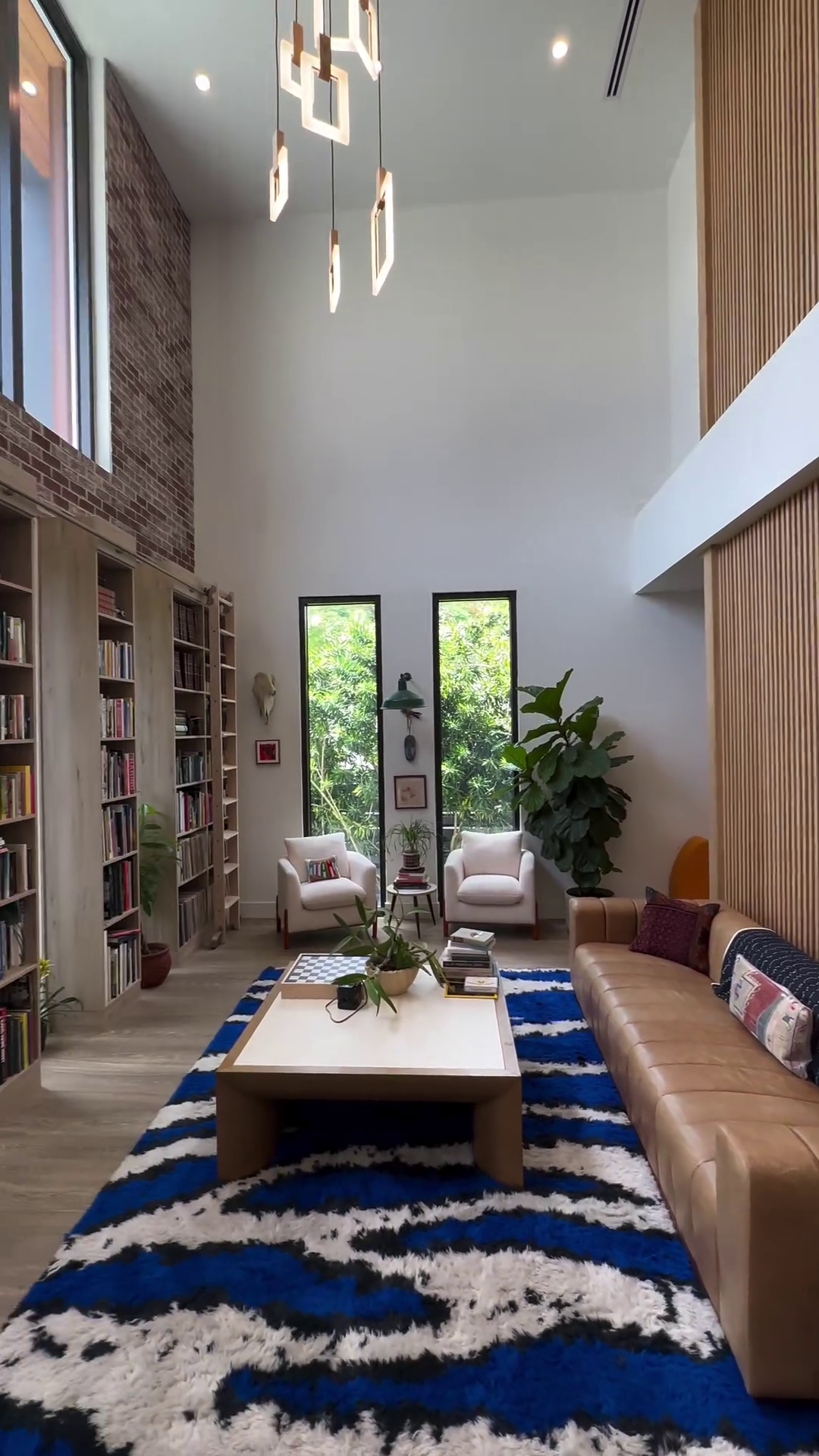 Rylight Modern Minimalist Rectangular LED Pendant with White Oak Finish