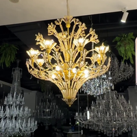 French Style Floral Crystal Chandelier in Gold Finish