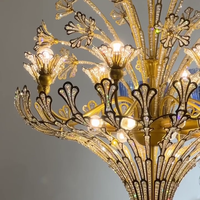 French Style Floral Crystal Chandelier in Gold Finish