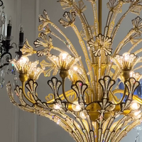 French Style Floral Crystal Chandelier in Gold Finish