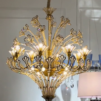 French Style Floral Crystal Chandelier in Gold Finish