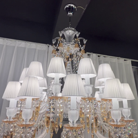Large Light Luxury Classic Tiered Yellow Crystal Candle Lampshade Chandelier for High-ceiling Rooms/Living Room