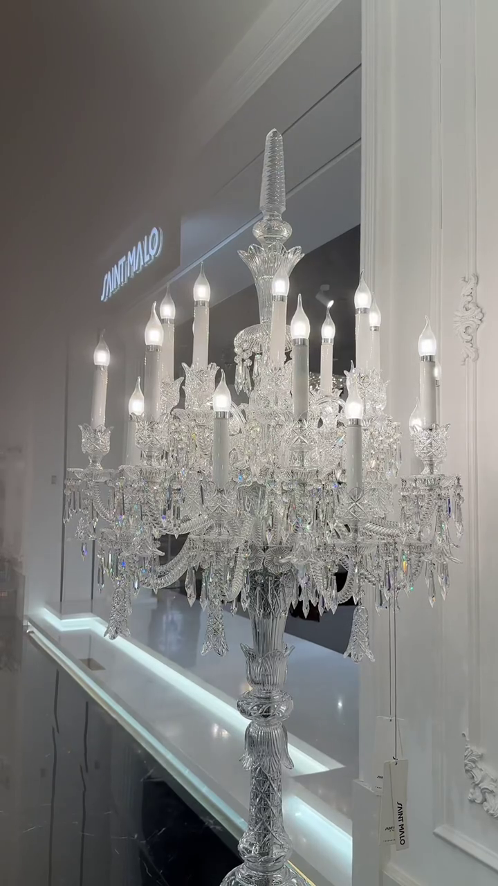 Luxe kaarslicht kristallen vloerlamp 