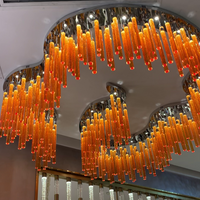 Creative Irregular Floating Orange Crystal Cylinder Chandelier for Living Room/Hotel/Restaurant