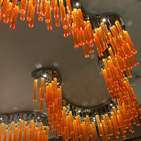 Creative Irregular Floating Orange Crystal Cylinder Chandelier for Living Room/Hotel/Restaurant