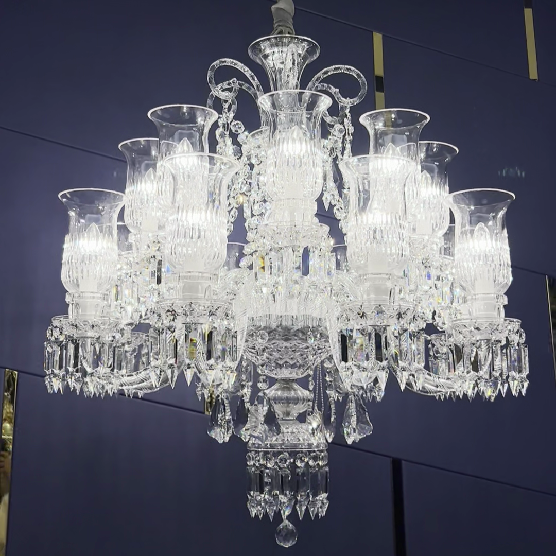 Luxury Elegant Floral Lampshade Crystal Chandelier for Low-ceiling/Apartment