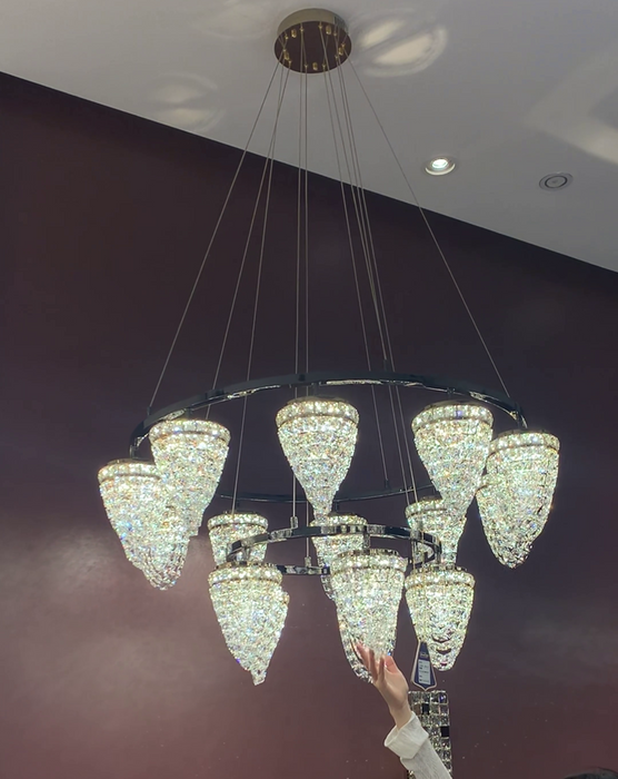 Modern Light Luxury 2-Tier Crystal Chandelier