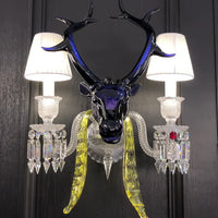 Traditionele kleurrijke kaarstak blauwe herten wandlamp