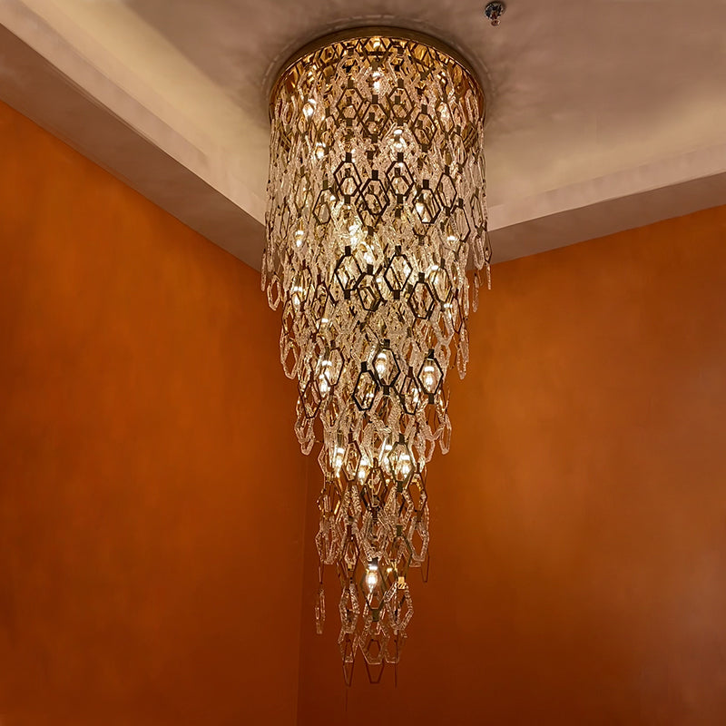 ثريا كريستالية سداسية حديثة مدمجة في السقف للسلالم/البهو 