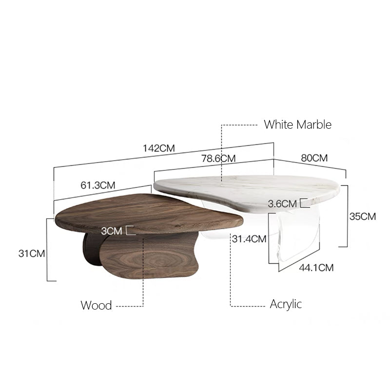طاولة قهوة رخامية عائمة بتصميم إبداعي حديث