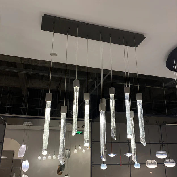 Rylight 10/15/17/Custom-Light Black Crystal Rods Chandelier